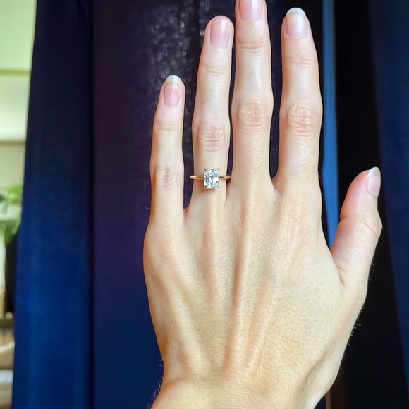 14k Solid Gold Moissanite Radiant Tulip Lotus Engagement Ring size 4.5 PREOWNED - Picture 3 of 17